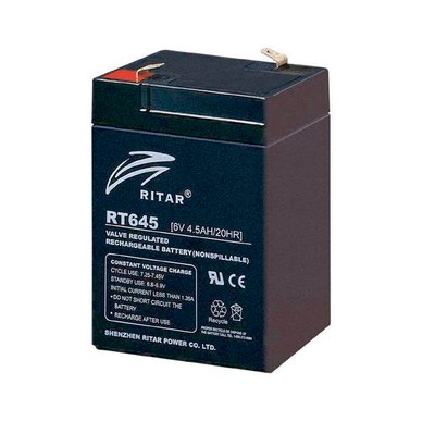 Батарея для ДБЖ 6В 4.5Ач Ritar RT645 / 6V 4.5Ah / 70х47х107 мм 117288 фото