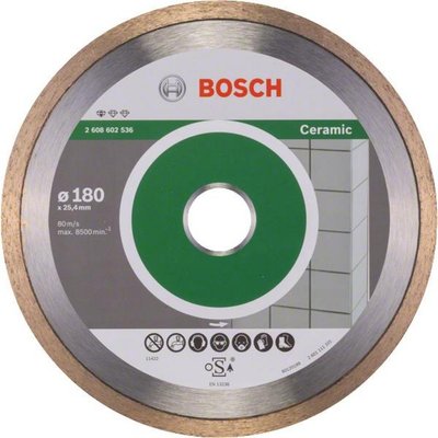 Відрізний алмазний диск Bosch Standard for Ceramic 180-25.4, діаметр диска 180 мм, ширина пропилу 1.6 мм (2.608.602.536) 206176 фото