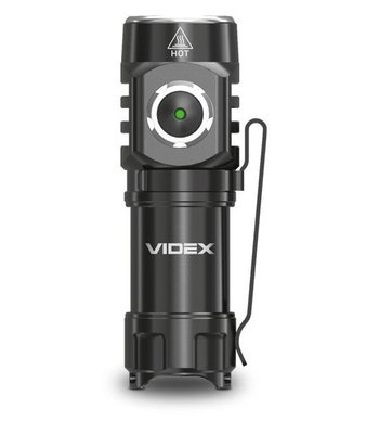Ліхтар ручний Videx A055, Black, 600 лм, 5700K, до 115 м, 3 режими роботи, лінзи із загартованого скла, світлодіод Luminus SST20, 10W, акумулятор (16340, 800 mAh, знімний), IP68, 60 г (VLF-A055) 239192 фото