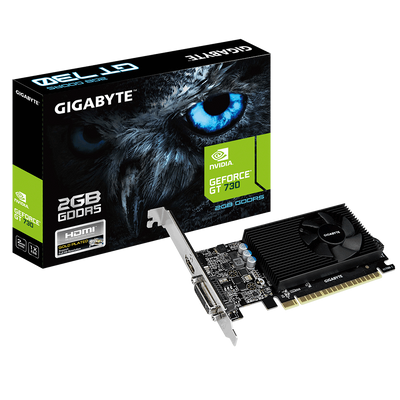 Відеокарта GeForce GT730, Gigabyte, 2Gb GDDR5, 64-bit, DVI/HDMI, 902/5000 MHz, Low Profile (GV-N730D5-2GL) 153829 фото