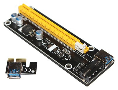 Райзер Dynamode RX-riser-006c 6 pin, PCI-E x1 to 16x 60cm USB 3.0 Cable SATA to 6Pin Power v.006C Blue 145519 фото