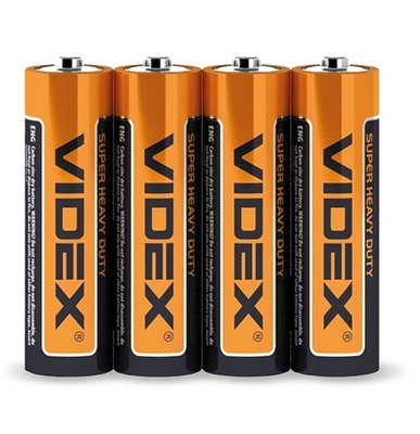 Батарейка AA (R6), сольова, Videx, 4 шт, 1.5V, Shrink 56372 фото