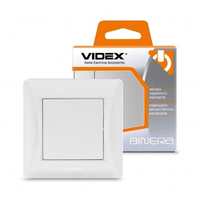 Вимикач одинарний Videx Binera, White, 86x86 мм, IP20 (VF-BNSW1-W) 172106 фото
