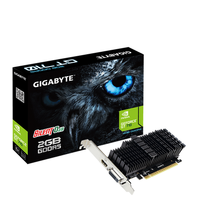 Відеокарта GeForce GT710, Gigabyte, 2Gb GDDR5, 64-bit, DVI/HDMI, 954/5010MHz, Silent, Low Profile (GV-N710D5SL-2GL) 157169 фото