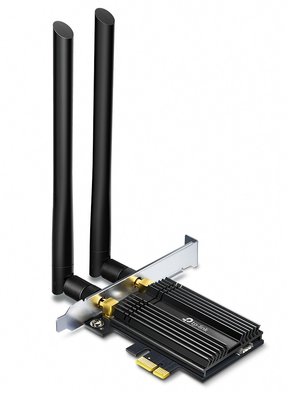 Мережева карта PCI-E TP-Link Archer TX50E, PCI-E x1, WiFi 6, 2.4GHz (до 574 Мбіт/с) / 5GHz (до 2402 Мбіт/с), Bluetooth 5.2, 2 знімні дводіапазонні антени (5 dBi), низькопрофільна планка 274890 фото