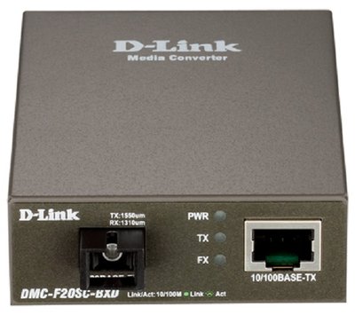 Медіаконвертер D-Link DMC-F20SC-BXD, 1x100BaseTX-100BaseFX, WDM (Tx1550, Rx1310), SM 20km, SC 158637 фото